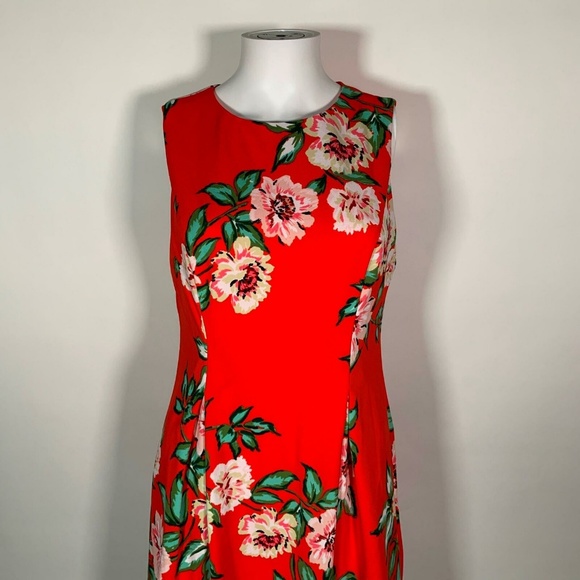 Jessica Howard Dress Red Orange Floral Sz 22W Plus - Picture 4 of 7